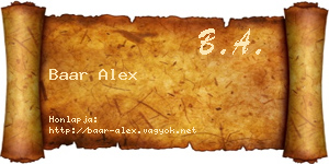 Baar Alex névjegykártya